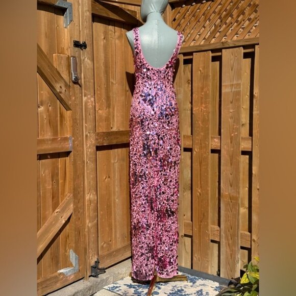🆕 SIMKHAI 🧿 NWOT Bex Sequined Embellished Maxi Dress, Sorbet Pink- Sz US 0 - Picture 7 of 16